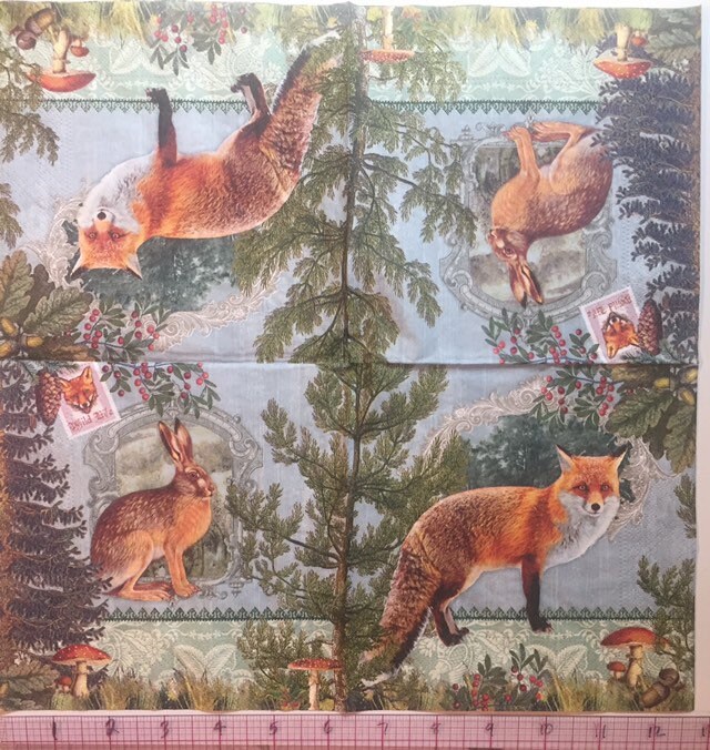 3 Decoupage Napkins Fox and Rabbit 13 X 13 Etsy