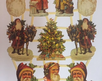 SCRAP RELIEFS Vintage Christmas Primitive Santa Claus (1 sheet) #7285 Embossed Die Cuts - Made in Germany