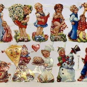 RELIEVES DE CHATARRA Niños con flores (1 hoja) #7096 - Troquelados en relieve - Made in Germany