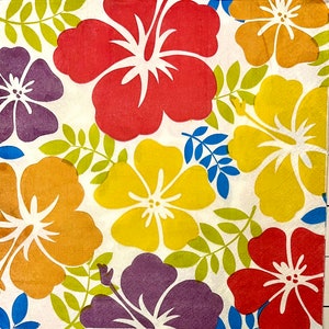 3 guardanapos de decupagem, flores de hibisco coloridas de verão tropical, 13&quot; x 13&quot; desdobrados