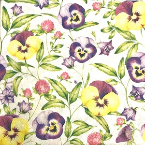 3 servilletas de decoupage, flores violetas vintage en el jardín de primavera, 13" x 13" desplegadas