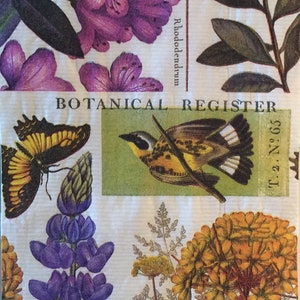 3 Decoupage Hostess Napkins, Botanica Flowers Collage 13&quot; x 16&quot; Unfolded