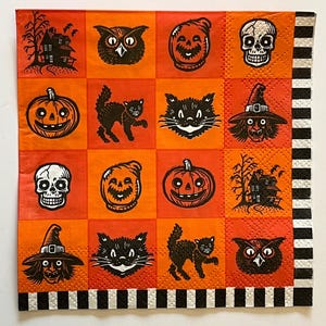 デコパージュ ドリンク ナプキン 3 枚 - 1 インチのハロウィーン シンボル 64 個、展開時 10 x 10 インチ