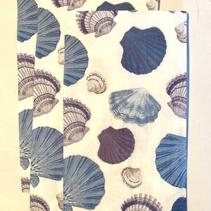 3 Servilletas de Azafata Decoupage, Conchas Blancas Bonitas Azules Conchas Marinas, 16 "x 13" desplegadas