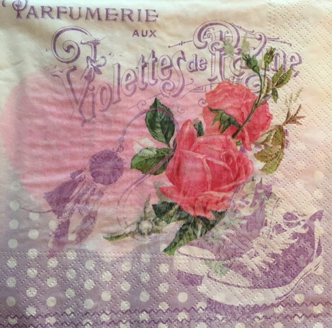 3 Decoupage Napkins Pink Roses High Top Sneakers 13 X Etsy Singapore