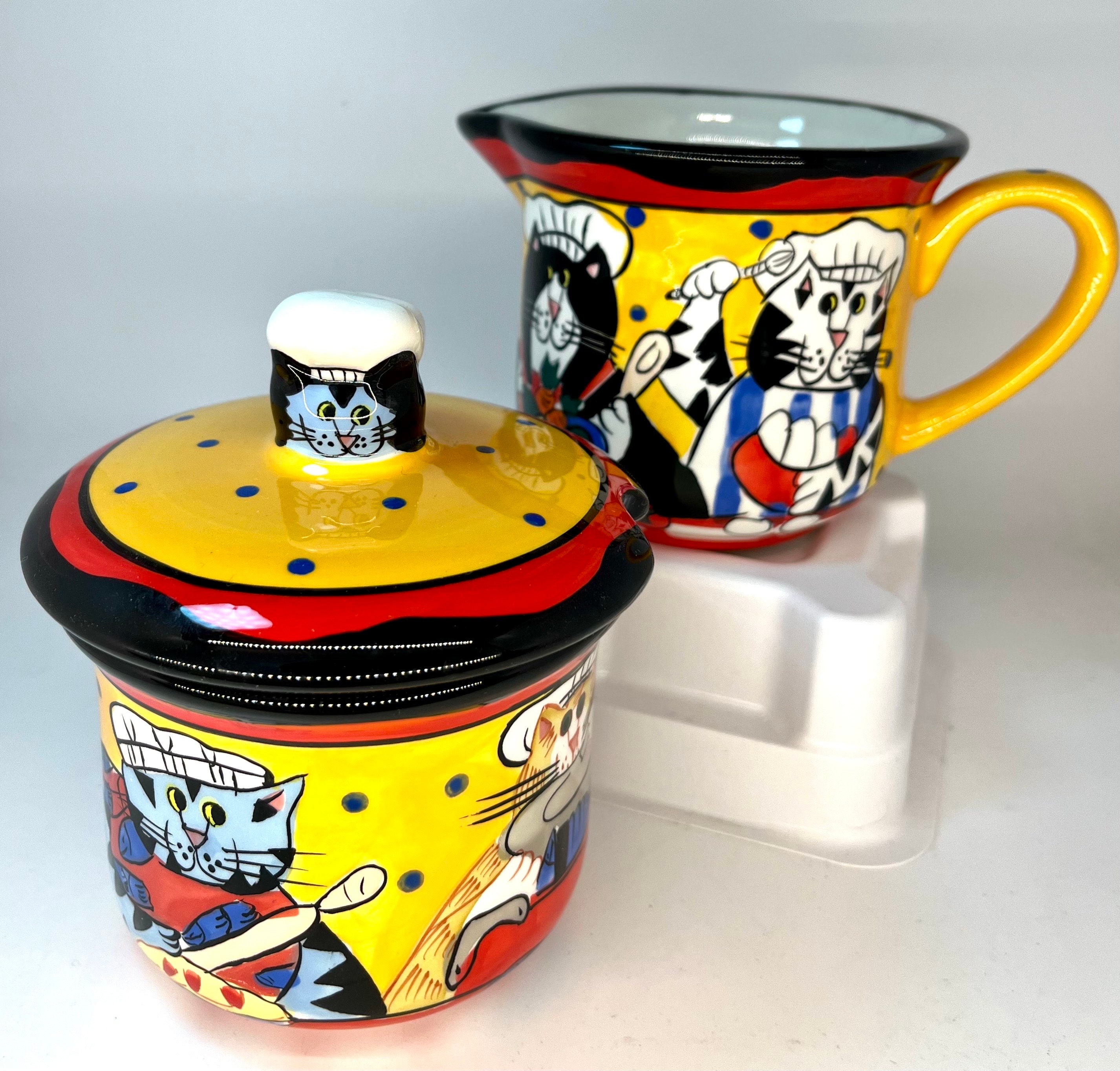Set Vintage Catzilla Candace Reiter Cats Whimsical Colorful