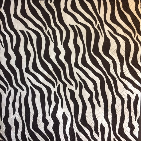 3 Decoupage Lunch Napkins, Zebra Stripes Narrow 13" x 13" unfolded