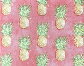 3 Decoupage Beverage Napkins, Pineapple Collage, 10" x 10" unfolded