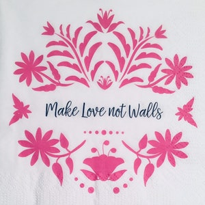 3 Decoupage Servietten, Frieden machen Liebe nicht Wände 13 "x 13" entfaltet