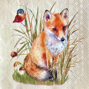 3 Luncheon Servietten, Schöner Roter Fuchs, 13" x 13" aufgeklappt
