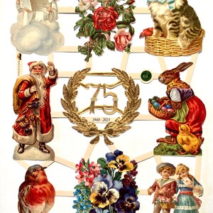 SCRAP RELIEFS 75th Anniversary 1948-2023 Seasonal Favourites (1 hoja) #7449 - Troqueles en relieve - Hecho en Alemania