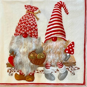 3 Servietten Servietten Weihnachten Tomte Nisse Elfe Wichtel, 33 x 33 cm