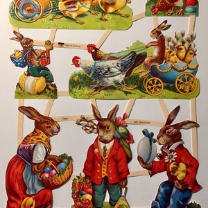SCRAP RELIEFS Vintage Easter Scenes Glanzbilder (1 hoja) #7399 Troqueles en relieve - Ernst Freihoff GmbH Hecho en Alemania