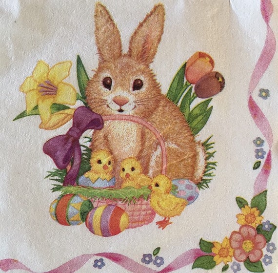 3 x Single SMALL Paper Napkins Decoupage Craft Bunny Rabbit In Cabages S187 