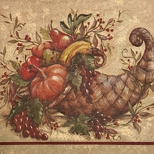 3 tovaglioli per decoupage, cornucopia del Ringraziamento, corno dell'abbondanza, 13" x 13" non piegati