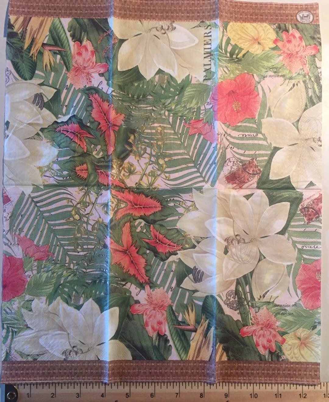 3 Decoupage Hostess Napkins Tropical Vanilla Palm Flowers Etsy Singapore