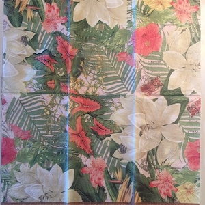 3 guardanapos decoupage Hostess, colagem de flores de palmeira de baunilha tropical, 13&quot; x 16, desdobrados