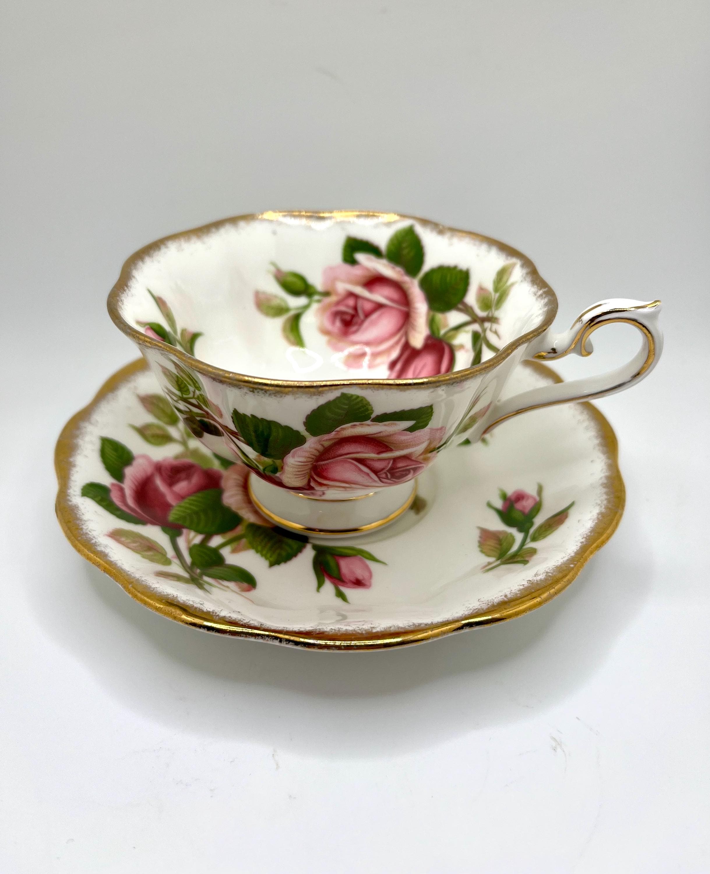 Vintage Royal Albert Anniversary Rose Fine Bone China Roses Footed