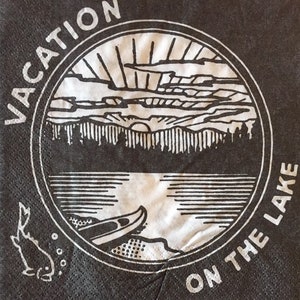 3 Decoupage Napkins - Retro Vacation on the Lake 13&quot; x 13&quot; unfolded