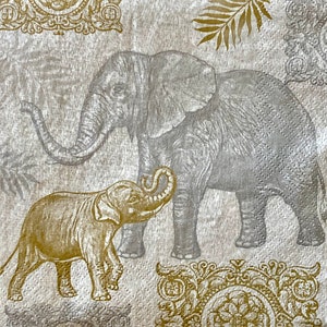 3 Servietten indischer Stil Elefanten 13 "x 13" ungefaltet