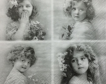 3 serviettes de table à servir, Sagen vintage, 16 bouquetières 33 x 33 cm dépliées