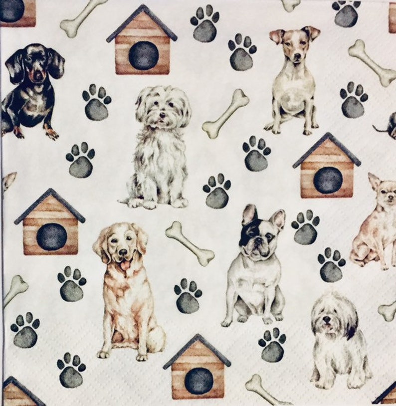 3 Decoupage Napkins Pet Dogs Paw Prints on Our Hearts Etsy