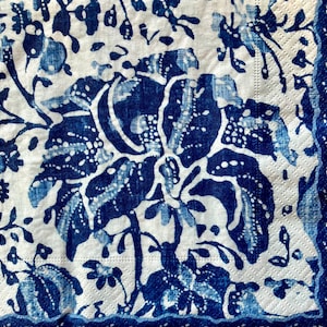 3 Decoupage Napkins - Caspari Colonial Williamsburg Plantation Indigo Blue Print 13" x 13" Unfolded