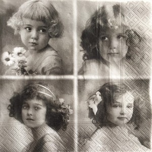 3 serwetki do decoupage&#39;u, Sagen Vintage Girls, 13&quot; x 13&quot; rozłożone