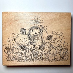 vintage Stampa Rosa 236 House Mouse O Lucky Day Tampon en bois en bois, 3,5 x 4,5 pouces