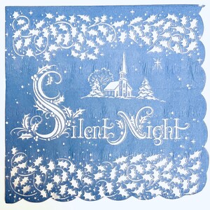 3 zabytkowe serwetki do napojów z decoupage'u, Boże Narodzenie Cicha Noc, 10" x 10" rozłożone