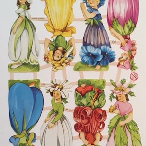 SCRAP RELIEFS 8 Flower Girls (1 hoja) #7359 - Troqueles en relieve - Hecho en Alemania
