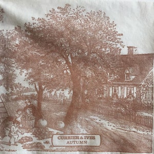 3 tovaglioli per bevande Vintage Decoupage, Currier & Ives Autumn Apple Picking 10" x 10" Unfolded