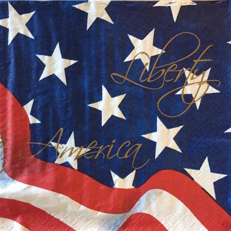 3 Decoupage Napkins Liberty America USA Flag 13 X Etsy