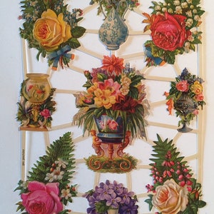 SCRAP RELIEFS Vintage Floral Displays Fish Bowl (1 sheet) #7266 - Embossed Die Cuts - Ernst Freihoff GmbH Made in Germany