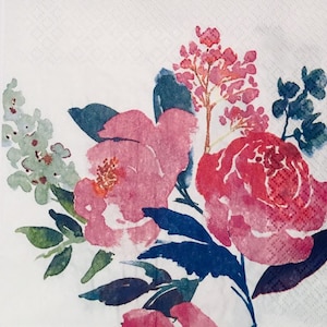 3 Decoupage Servietten, Aquarell Rosa Rosen Floral, 13&quot; x 13&quot; Unfolded