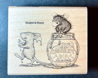 NEU Hausmaus Mudpie Muzzy Chocolate Dip Stampendous HMV40 Holzstempel, 2.5 "x 3", 1998