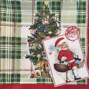 3 Decoupage Christmas VINTAGE GIRL Napkins, 13&quot; x 13&quot; unfolded