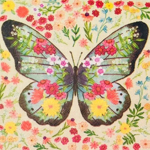 3 Decoupage-Getränkeservietten, Martha Stewart Flowery Butterfly, 10 "x 10" ungefaltet