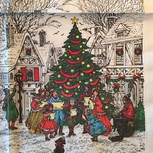 3 Servietten Servietten, Authentische Vintage Potpourri Press Weihnachten Viktorianische Sternsinger, 17 "x 17" ungefaltet