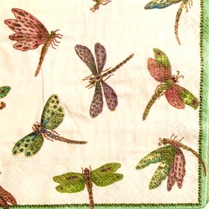 3 Decoupage Beverage Napkins, Dragonflies Parvaneh 10&quot; x 10&quot; unfolded