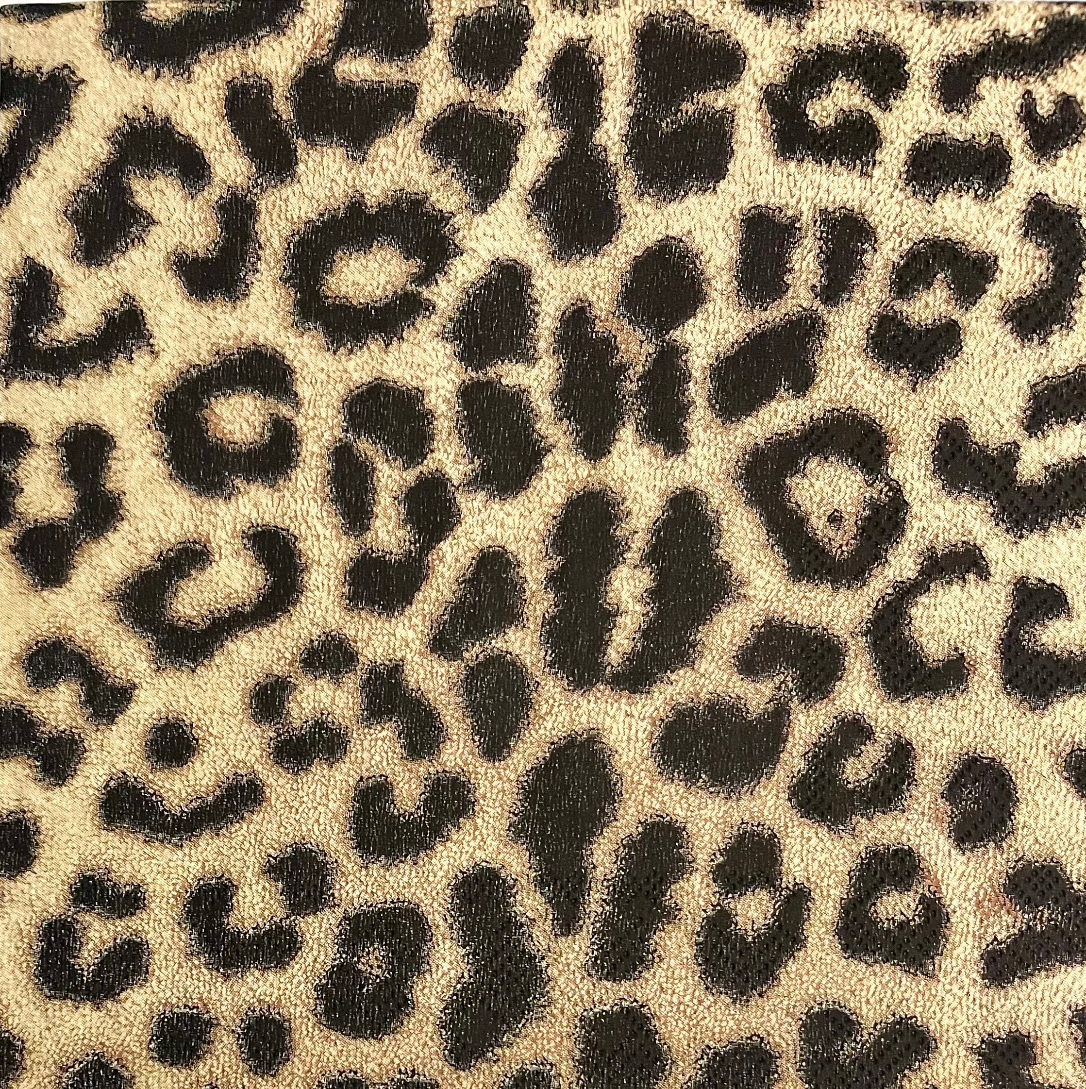 Leopard Tissue Wrap Animal Lovers Metallic Gold and Black 15x20 / 20x30  Packaging Gift Wrapping Paper Supplies Decoupage Kitschy Chic 