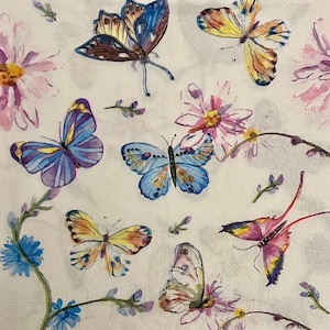 3 Decoupage-Servietten, schöner Schmetterlingsgarten, 33 cm x 33 cm ungefaltet