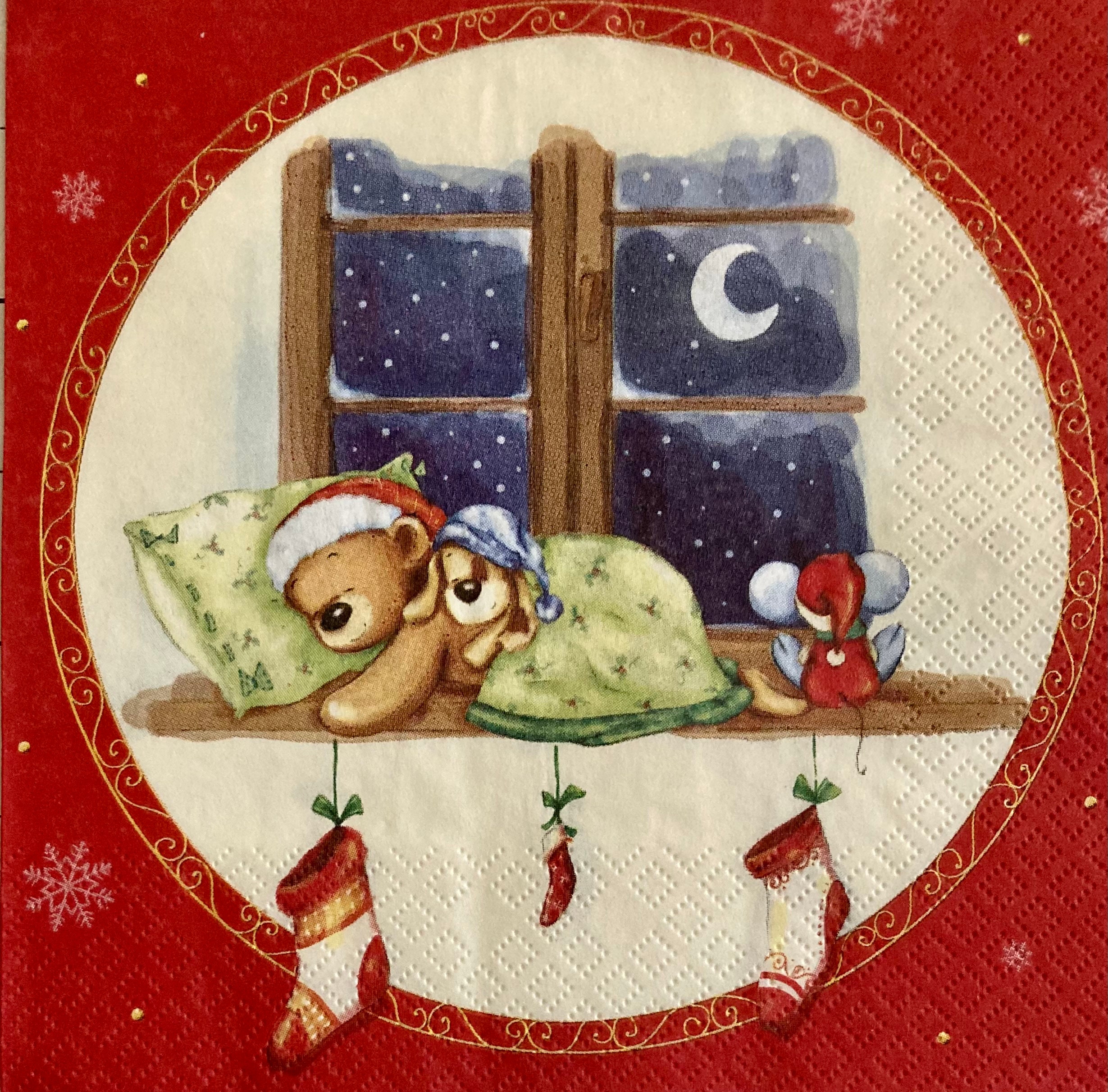 Lot De 20 Serviettes En Papier "Sapin" 33x33cm Noir