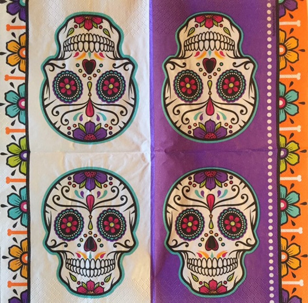 3 Decoupage Beverage Napkins - Día De Los Muertos Day of the Dead ...