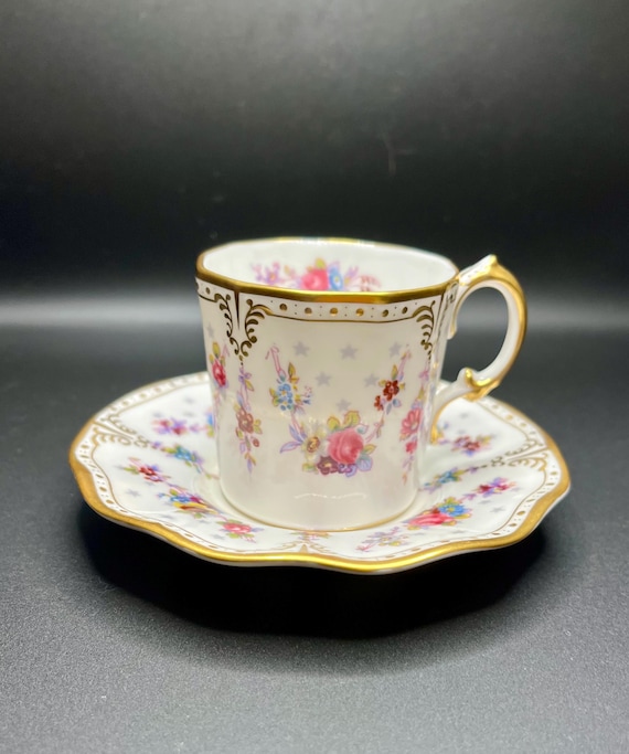 Vintage Royal Crown Derby Royal Antoinette Dainty Rose Demitasse