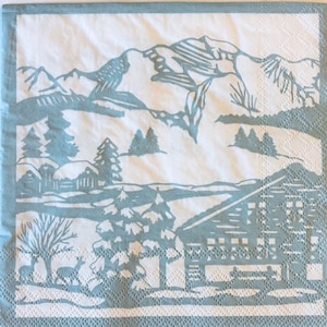 3 serwetki do decoupage&#39;u, Winter Mountain Cabin, 13&quot; x 13&quot; rozłożone