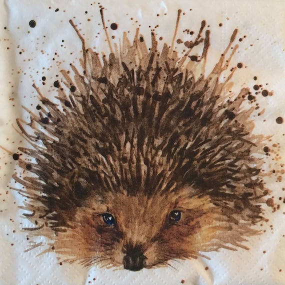 4 x Single Paper Table Napkins//Decoupage//Scrapbooking//Funny Hedgehogs