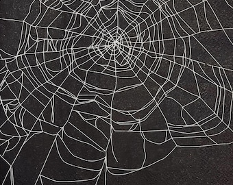 3 servilletas de decoupage, telaraña de Halloween, 33 x 33 cm, desplegadas