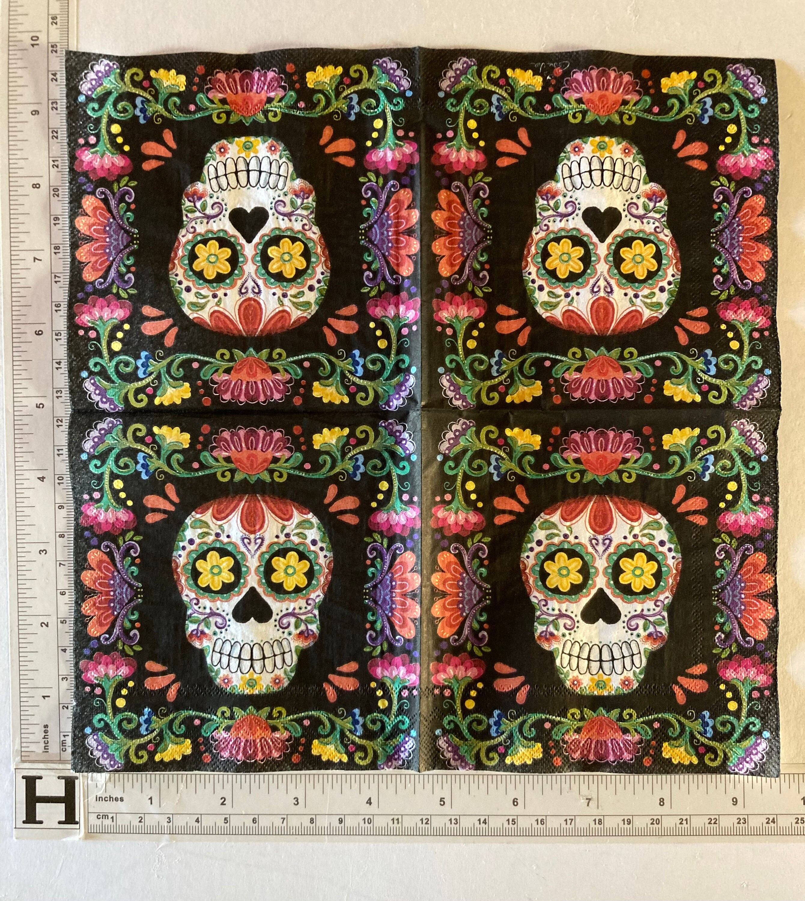 3 Decoupage Beverage Napkins - Día De Los Muertos Day of the Dead ...