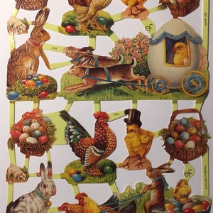 SCRAP RELIEFS Vintage Easter Glanzbilder 1 sheet 7222 Embossed Die Cuts Ernst Freihoff GmbH Made in Germany image 1